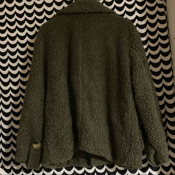 FREE PEOPLE Olive green fuzzy boucle jacket SZ L - Picture 4 of 5